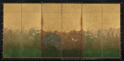 Autumn Evening with Full Moon on Musashino Plain by Unbekannt