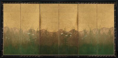 Autumn Evening with Full Moon on Musashino Plain by Unbekannt