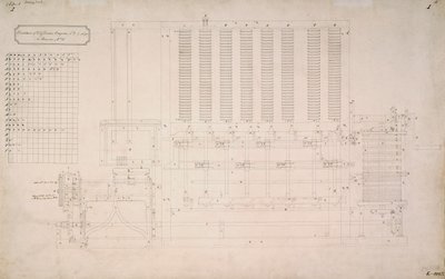 Babbage Engines, Side View Drawing of Difference Engine No 2 by Unbekannt