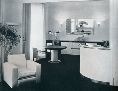 Bar corner of a dining room designed by Jacques Adnet, c1940 by Unbekannt