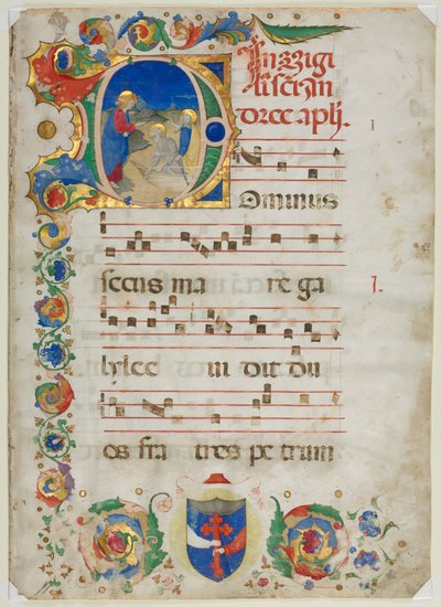 Bifolium Excised from an Antiphonary: Initial Dominus Iesus by Unbekannt