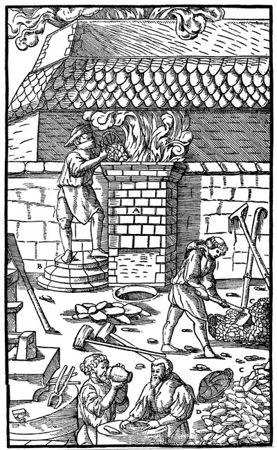 Blast furnace for smelting iron ore, 1556 by Unbekannt