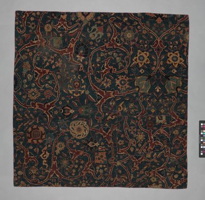 Blue-ground Carpet Fragment with Scrolling Floral Vines, Iran, 17th century by Unbekannt