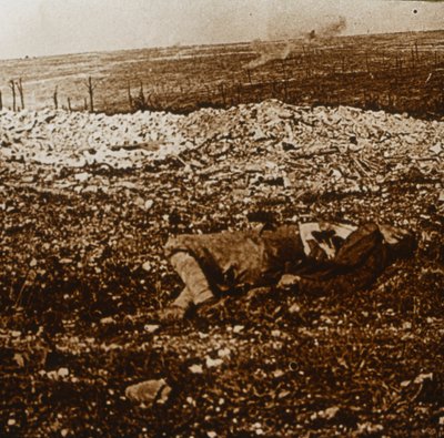Body with Barrage Fire in the Distance, c1914-c1918 by Unbekannt