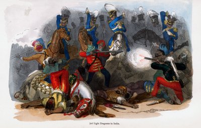 British 3rd Light Dragoons in action in India by Unbekannt