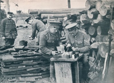 British Engineers with the Expeditionary Force Making Hand Grenades Out of Tobacco Tins by Unbekannt