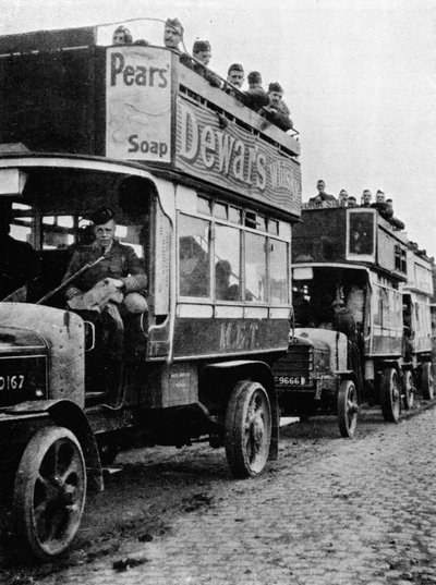 British Troops Being Moved to a Fresh Part of the Line by Motor Buses by Unbekannt