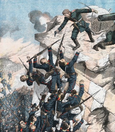 Captain Lebedief heroically defending the bastion at Port Arthur, Russo-Japanese War by Unbekannt