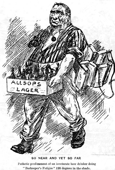 Cartoon from the ship board paper The Comet, troopship RMS Caronia by Unbekannt