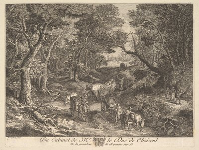 Carts on a Path through the Woods after a Painting in the Collection of the Duc de Choiseul by Unbekannt