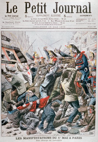 Cavalry Charge during the Demonstration for the 1st May in Paris by Unbekannt