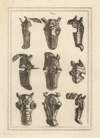 Chanfrons, champfrein or shaffrons for barded horses by Unbekannt
