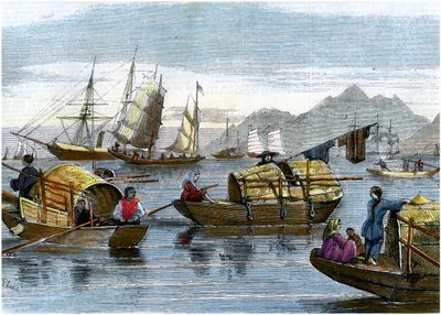 Chinese Sampans in the Harbour of Hong Kong by Unbekannt