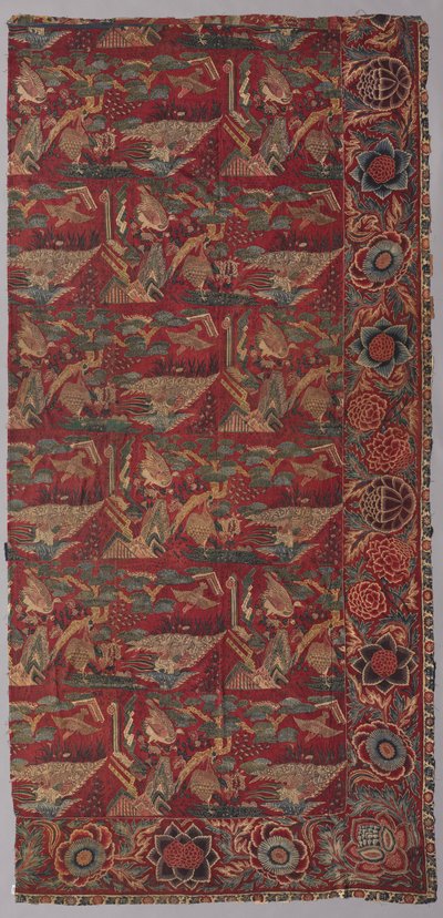 Chintz Bed Cover or Hanging with a Japanese-Inspired Pattern, Right Half by Unbekannt
