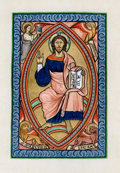 Christ in glory with the symbols of the four Evangelists by Unbekannt
