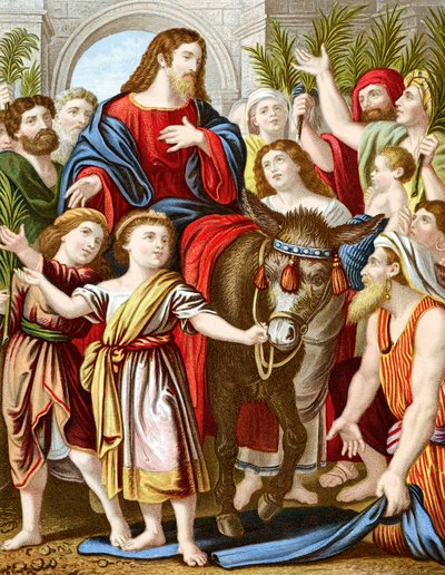 Christ riding into Jerusalem on an ass, c. 1860 by Unbekannt