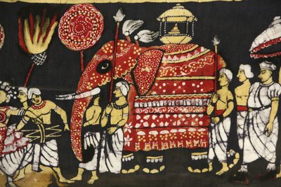 Cloth print depicting the sacred Buddha tooth relic pilgrimage in Kandy, Sri Lanka, Paris, France by Unbekannt