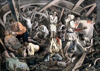 Coal miners trapped underground by a roof fall, Courrieres Mines, Pas-de-Calais, France by Unbekannt