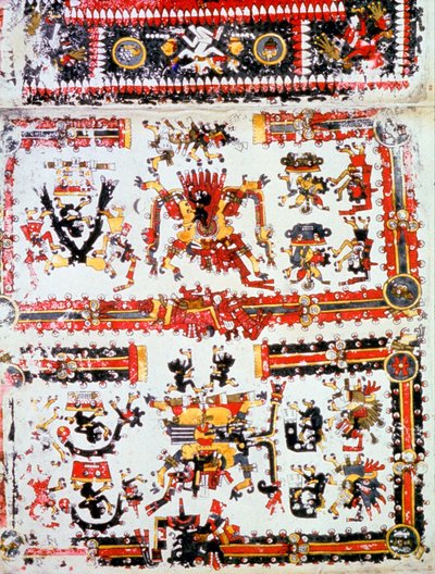 Codex Borgianus showing confronting deities, Mixtec, Pre-Columbian Mexico, 12th-16th century by Unbekannt