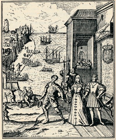 Columbus with Ferdinand and Isabella, 3rd August 1492 by Unbekannt