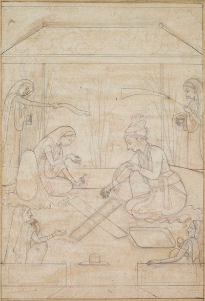 Couple Playing Chaupar on a Terrace, c. 1790-1800 by Unbekannt