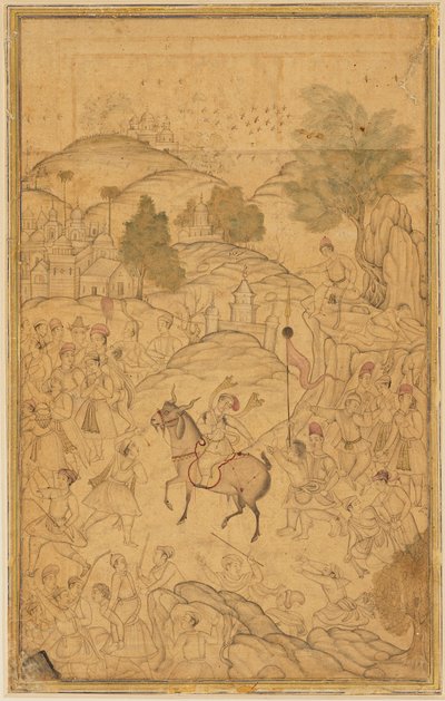 Crowd scene with mounted figure, 16th century by Unbekannt