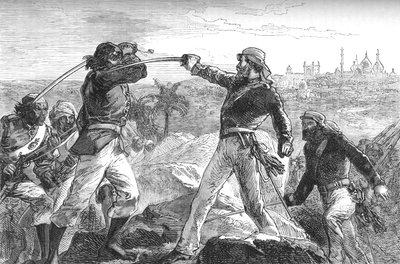 Daly and I Drew Our Swords, and Rushed Up The Rocks, c1880 by Unbekannt