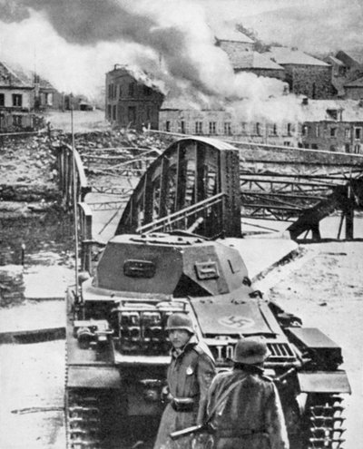 Destruction of Bridge over River Meuse by Belgians to Stop German Advance, World War 2 by Unbekannt