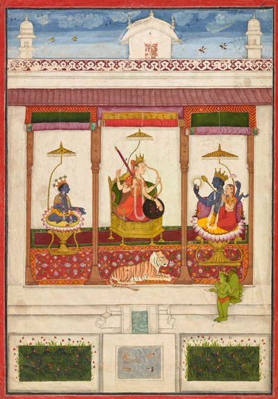 Devi with Krishna and Vishnu in a Palace by Unbekannt