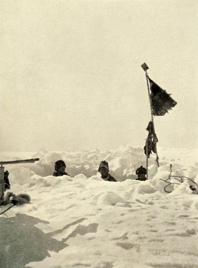 Digging to ascertain the depth of snow covering a depot, c1908, 1909 by Unbekannt