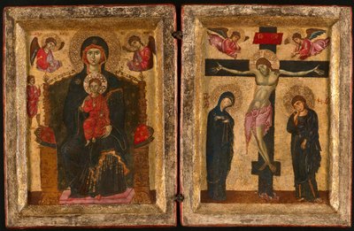 Diptych of the Virgin and Child Enthroned and the Crucifixion by Unbekannt