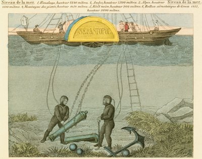 Divers Salvaging Guns from the Seabed, c1855 by Unbekannt
