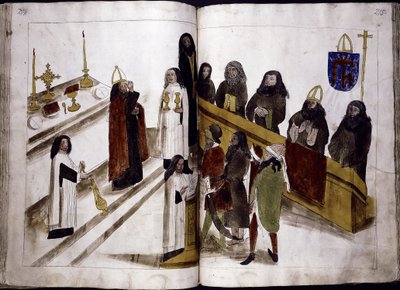 Divine service according to the Greek orthodox rite from: Ulrich Richental Chronicle of the Council of Constance, 1414-1418 by Unbekannt