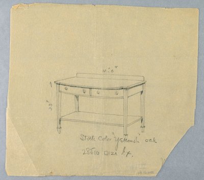 Drawing, Design for Serving Table with Two Drawers and Convex Front, 1900–05 by Unbekannt