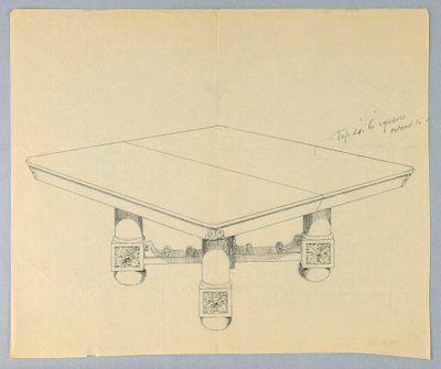 Design for a Rectangular Dining Table on Bun-Feet by Unbekannt
