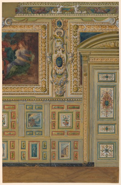 Section of a Wall Showing Groups of Painted Panels, Oval Chamber, Salon Louis XIV, Palace of Fontainebleau, France by Unbekannt