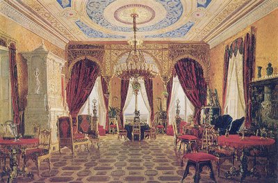 Drawing Room in the Manor House Grafskaya Slavyanka of Countess Julia Samoilova, Mid 19th century by Unbekannt