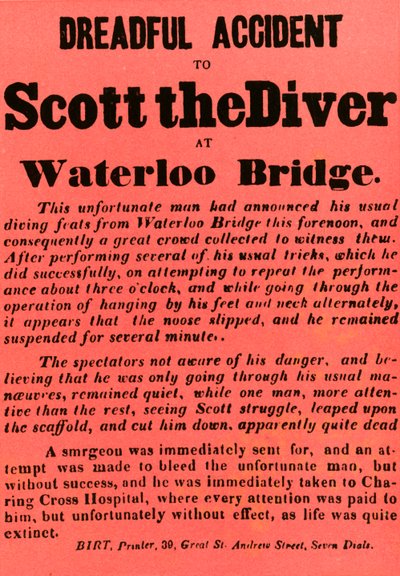Dreadful Accident to Scott the Diver at Waterloo Bridge by Unbekannt