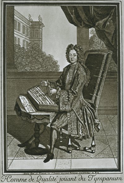 Dulcimer tympanum, French engraving of the seventeenth century, 1948 by Unbekannt