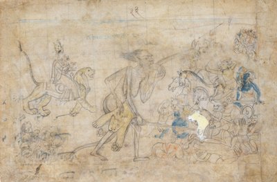 Durga and Kali Approach the Gathered Armies of Chanda and Munda by Unbekannt