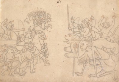 Durga and Kali Approach the Gathered Armies of Chanda and Munda from the Devi Mahatmya by Unbekannt