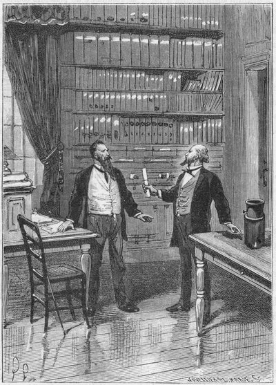 Elisha Gray, American inventor, presenting the caveat for his telephone by Unbekannt