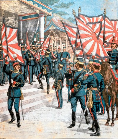 Emperor of Japan Presenting Colours to Japanese Regiments by Unbekannt