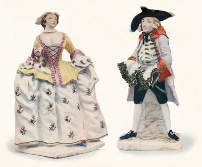 Exceptionally Rare Bow Porcelain Figures Decorated in Colours by Unbekannt