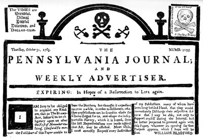 Facsimile of the Pennsylvania Journal on the Stamp Act by Unbekannt