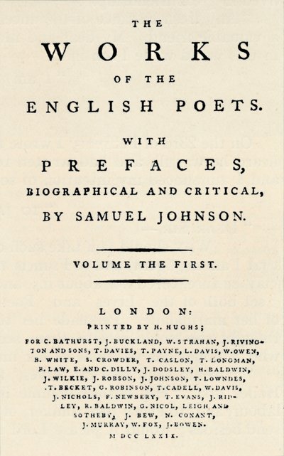 Facsimile Title-Page of the First Edition of The Works of the English Poets, Containing Johnson