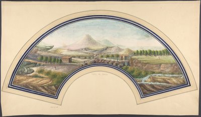 Fan Design with Mount Vesuvius by Unbekannt