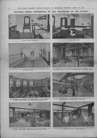 Features which Contributed to the Splendours of the Titanic by Unbekannt