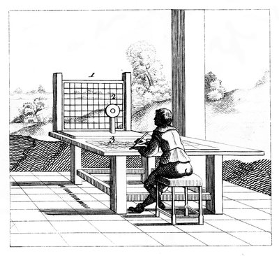 Figure Practising Perspective Drawing by Unbekannt