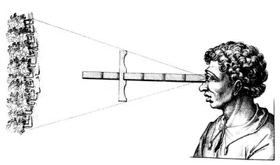 Finding the angular distance between two edges of a wood using a cross-staff by Unbekannt